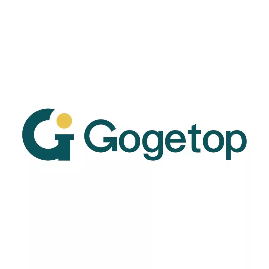Gogetop Marketing primary logo with deep teal wordmark and gold accent icon on a white background