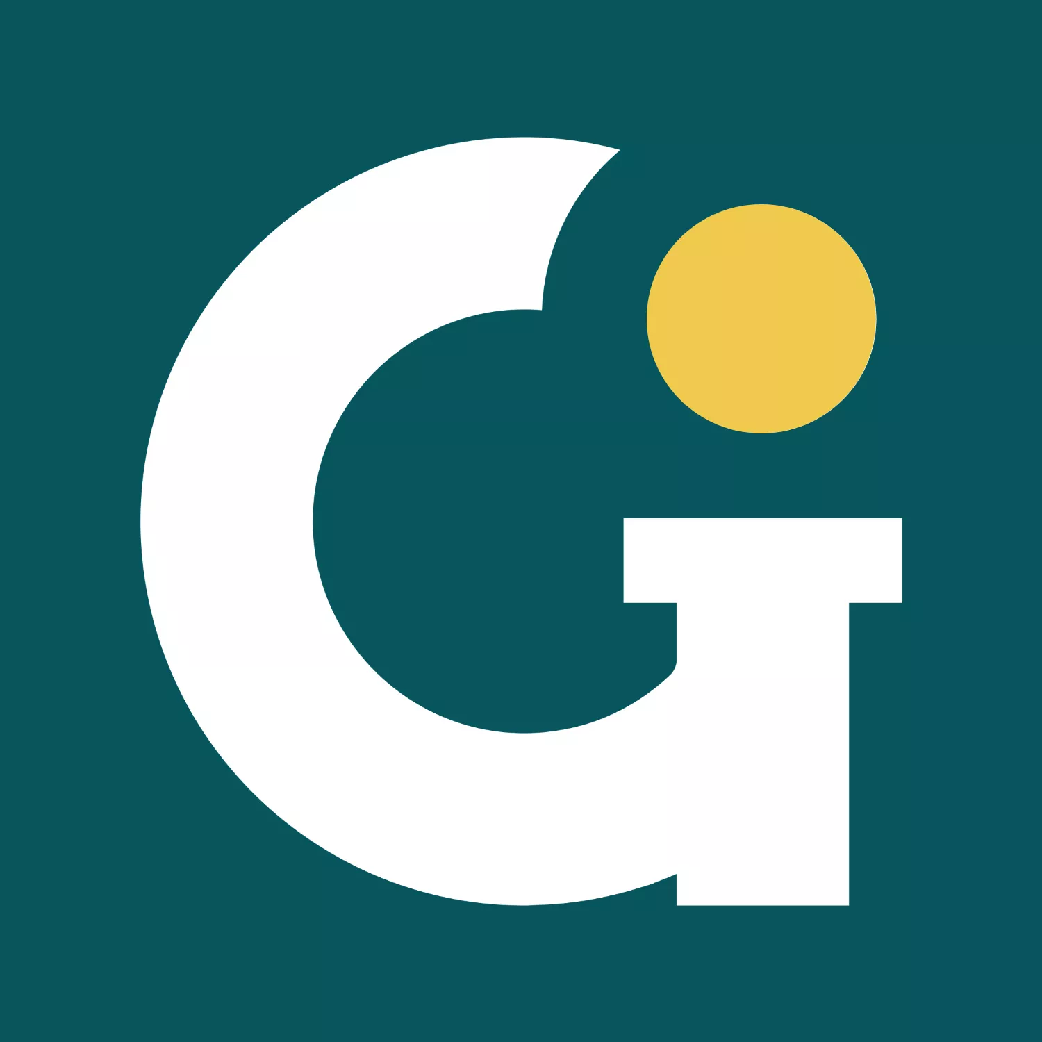 White Gogetop Marketing logo icon with gold accent dot on a deep teal background large